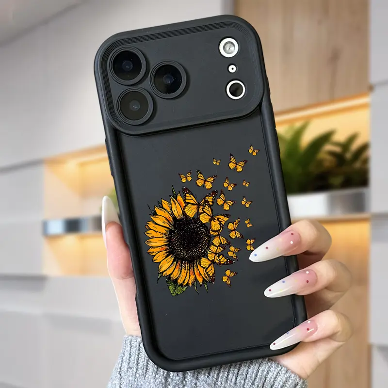 Blown Sunflower Case for iPhone 17 Air 16 16e 15 14 13 12 11 Pro Max Plus X XS Shockproof Non Slip Military-Grade Protection Silicone Cover