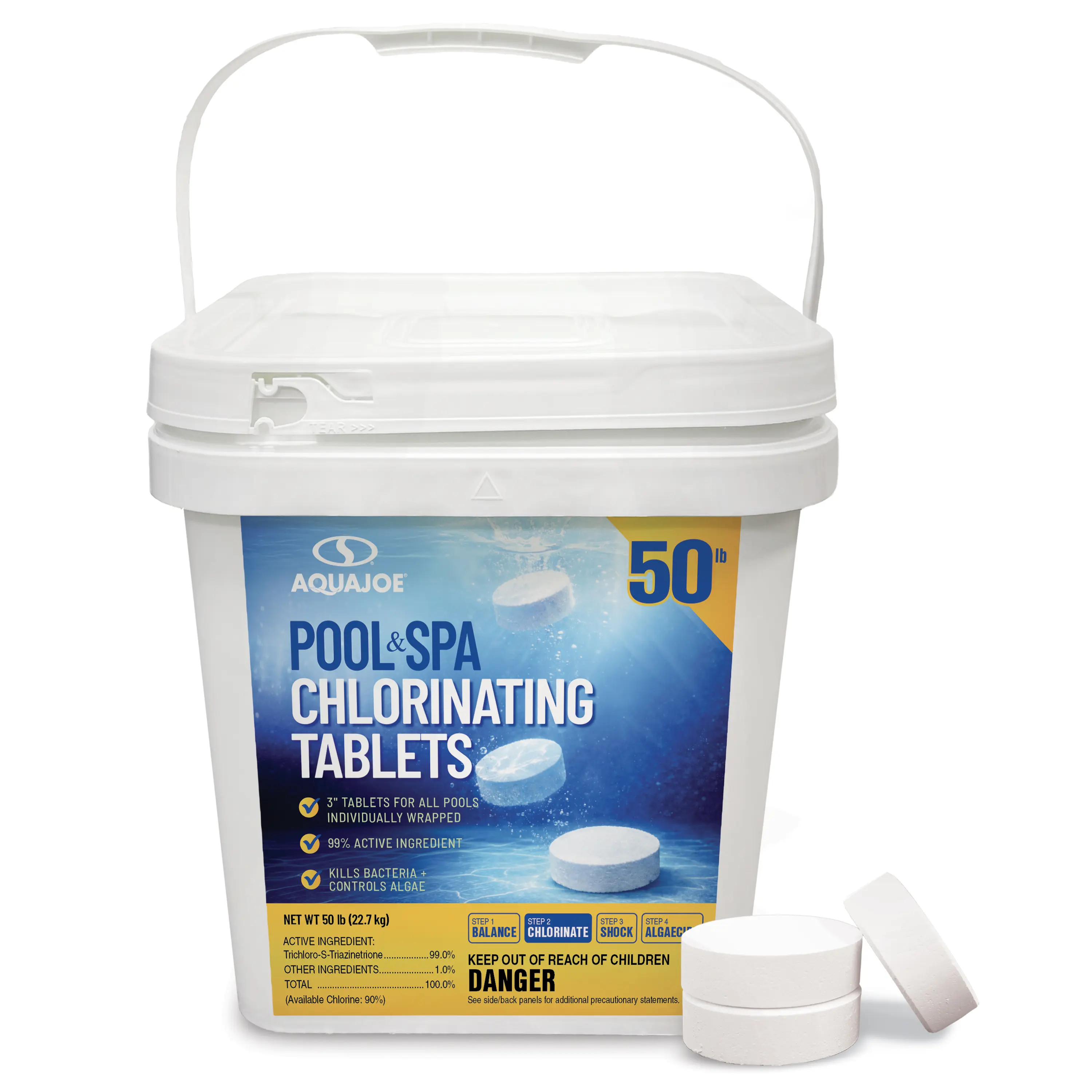 Aqua Joe Pool & Spa Chlorinating Tablets | 3'' Individually Wrapped Tablets | 90% Available Chlorine