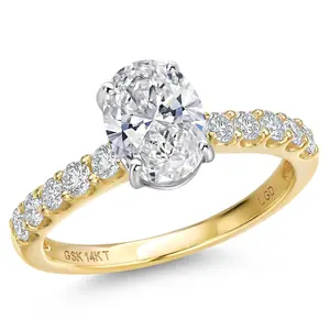 1.38 to 5.38 Cttw IGI Certified Lab Grown Diamond 2-Tone 14K White and Yellow Gold Engagement Wedding Ring for Women | Oval Cut | E-F Color | VS1-VS2 Clarity