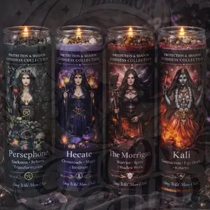 Goddess Devotional Altar Candle Collection - Persephone, Hecate, Morrigan, Kali, Lilith Candles with Intention-Setting Herbal Sprinkles