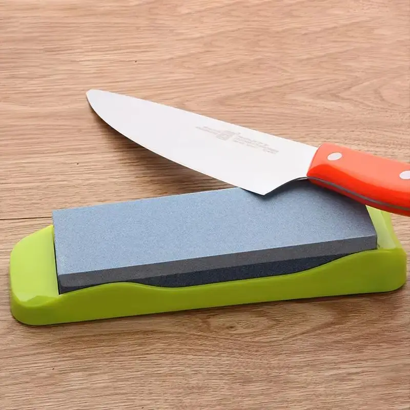1 Piece Random Color Double Sided Sharpening Stone, Non-slip Base Camping Knife Sharpener, High‑hardness Sharpening Stone for Kitchen Home Restaurant