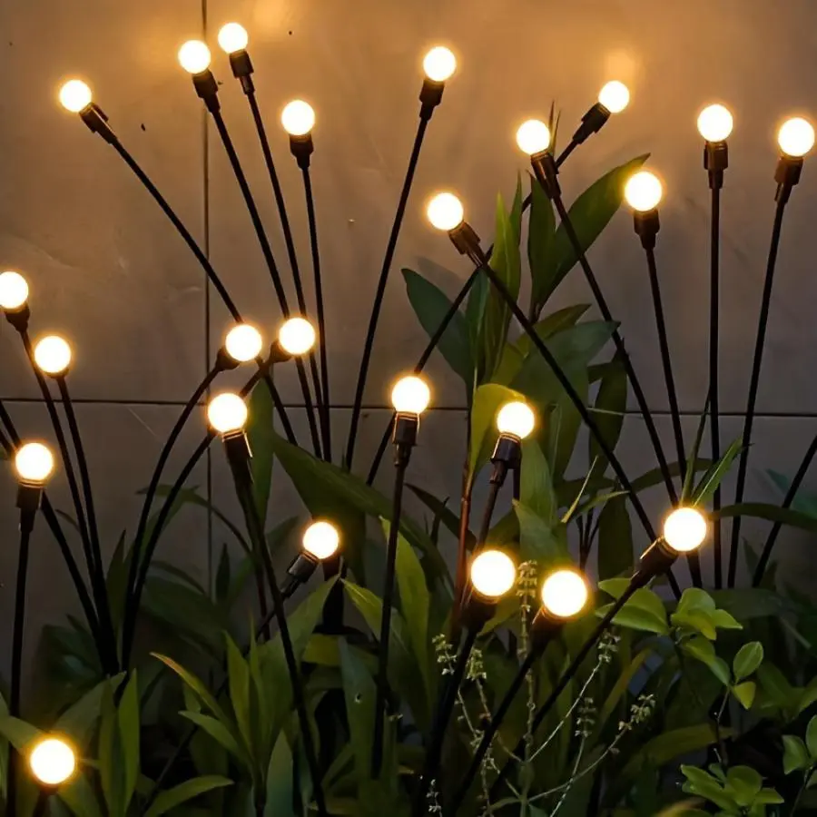 2PACK solar garden lights,8LED firefly ground lights, outdoor decorative LED lights, garden decorative ball lights, holiday party Christmas Independence Day dance lighting, add bright decoration to your garden, warm light 5 lumens