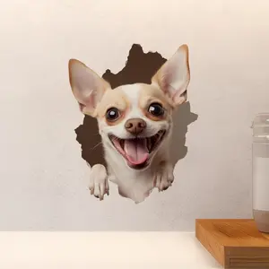 Chihuahua Decal - Wall Hole Dog Sticker with 3D Effect Sticker Vinyl