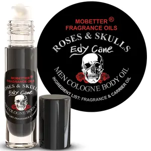 MOBETTER FRAGRANCE OILS Edy Cane Roses & Skulls Men Cologne Body Oil 1/3 oz roll on Glass Bottle
