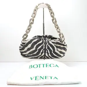 Pre-owned Bottega Veneta Leather Shoulder Bags BV The Zebra Chain Pouch BV5 71525 BK3 with Authentic Zebra Pattern Fashion Accessory Top Handle Handbag Shoulder Purse BV5 71525 BK3 new