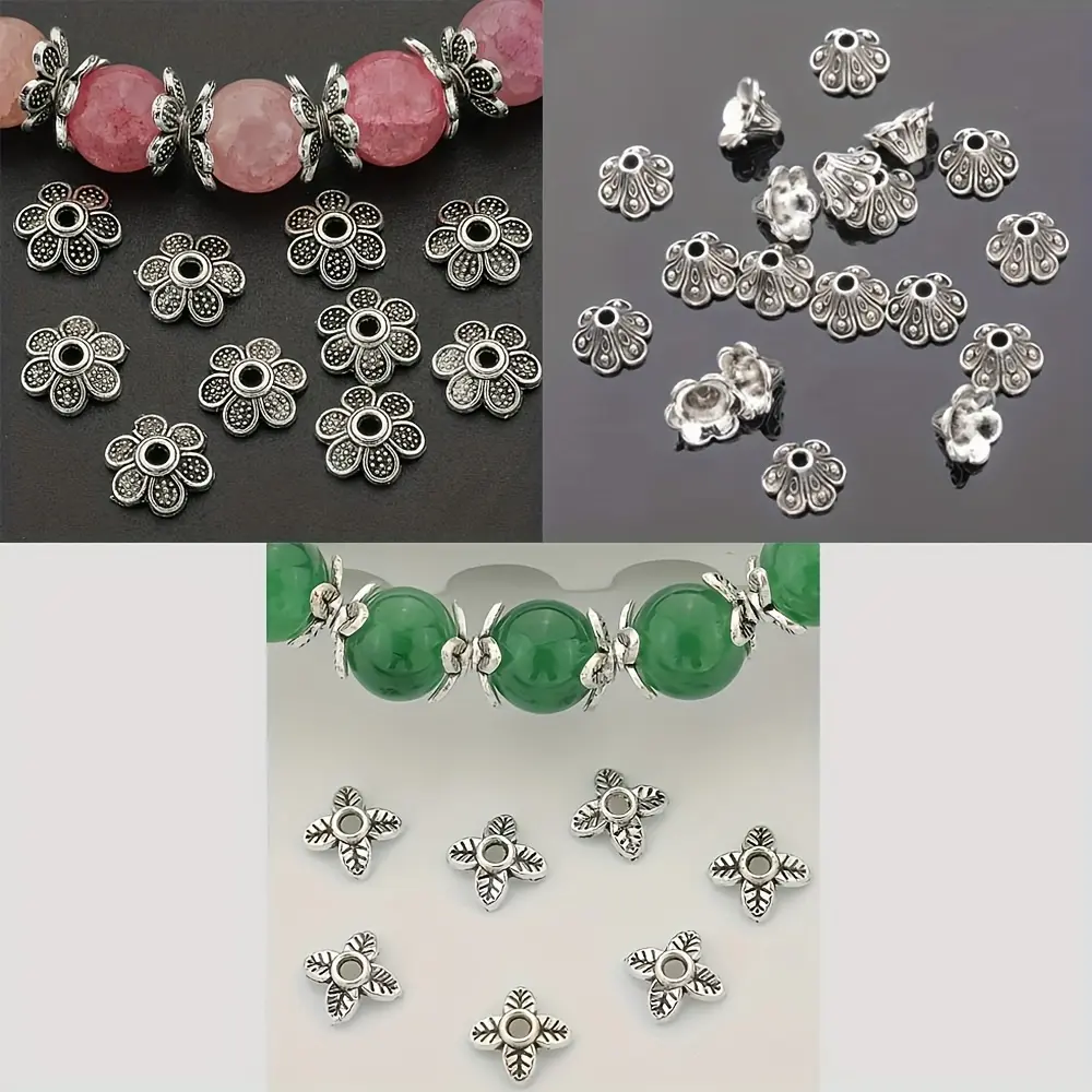 392 PCS alloy bead caps, suitable as materials for DIY jewelry making. They can be used to create jewelry items such as bracelets, necklaces and earrings. (3 styles)