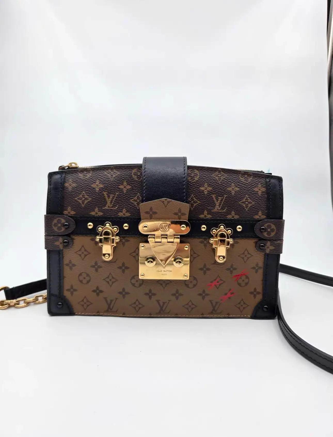 Pre-owned Louis Vuitton LV Monogram trunk bag with Chip Version