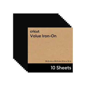 Cricut Value Iron-On Heat Transfer Vinyl Sheets, 12 in x 12 in, 10 ct