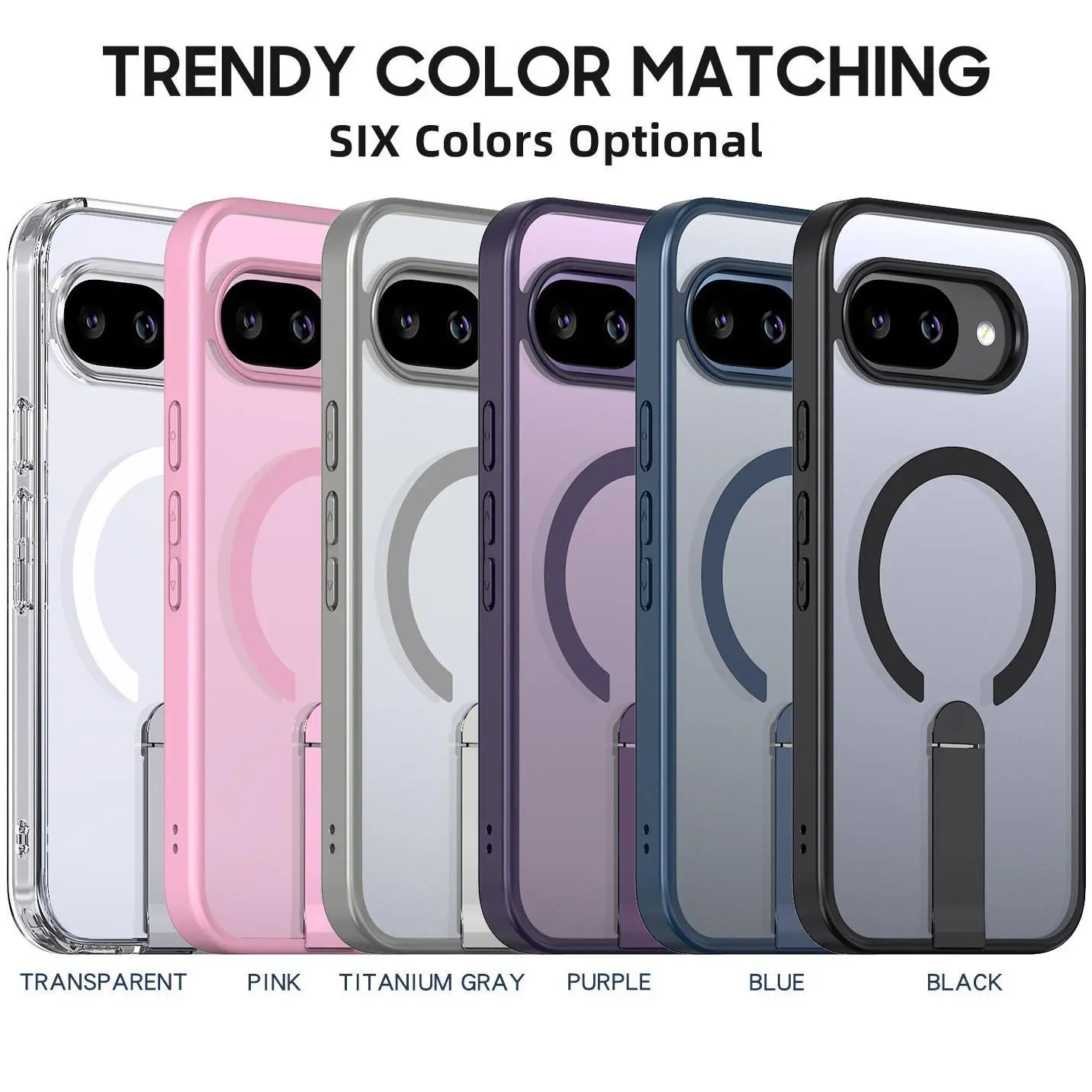 Clear Magnetic Kickstand Phone Case For Google Pixel 9/8/7 Pro | MagSafe Compatible, Hidden Metal Stand, Shockproof Matte Frame | Minimalist Protective Cover | fashion gift, anti-drop case, anti-drop protection #YJGGXZZJK summerwins,summerwins