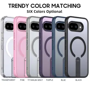 Clear Magnetic Kickstand Phone Case For Google Pixel 9/8/7 Pro | MagSafe Compatible, Hidden Metal Stand, Shockproof Matte Frame | Minimalist Protective Cover #YJGGXZZJK