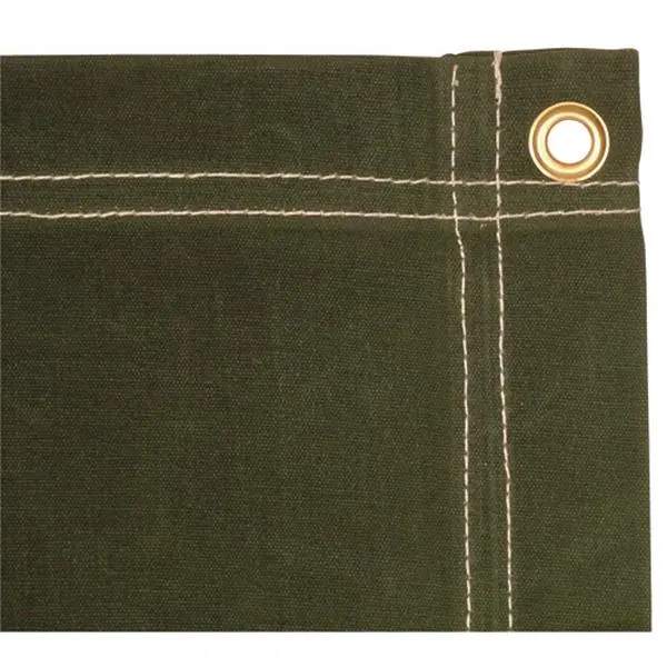 12 x 32 ft. Breathable Fabric Canvas Tarp - 10 oz., Double-Stitched, Olive Drab, for Camping & Hiking Tents & Outdoor Sports Accessories, Large Canopy Tent Tarps, Outdoor Shade Canopy Tent Tarps