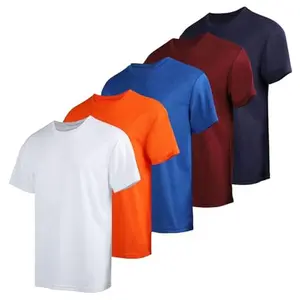5pcs Men's Regular Fit Plain Round Neck Tee, Casual Solid Short Sleeve T-shirt for Summer, Men's Top for Daily Wear, Trendy T-shirts