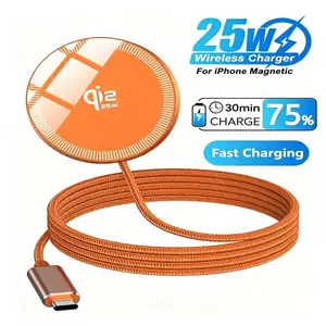 Qi2 25W Fast Wireless Charger Pad with Magnetic Design for iPhone 17/16/15/14/13/12 Series & AirPods Compact Slim Travel-Friendly Charging Mat