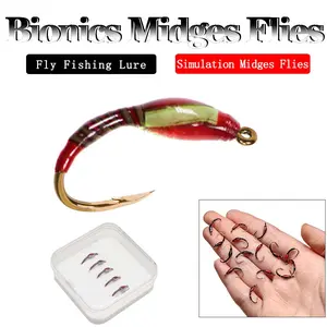 5/10Pcs Realistic Fly Fishing Bait Chironomid Midge Pupa Nymph Trout Flies Fly Fishing Hook Artificial Caddis Larva Lures Fishing Accessories