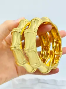 Bamboo Joint Gold Bangle for Women, Open Cuff Bracelet with Cultural Meaning, Cultural Significance, Symbol of Growth & Resilience, Stackable Statement Jewelry Gift