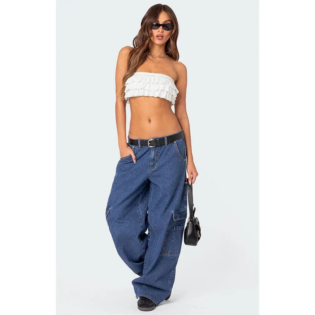 Edikted Women's Super Oversized Belted Boyfriend Jeans