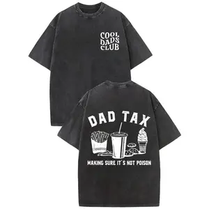 Y2K Cool Dads Club Trending Dad Tax Making Sure It's Not Poison Graphic Tee Funny Dad Joke Vintage Oversized Retro Washed T-Shirt for Men Casual Top Streetwear Crewneck