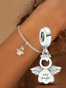 Angel & Cross Design Beaded Pendant, Fashionable Jewelry Accessories for Women & Girls, Trendy All-match & Exquisite DIY Jewelry for Birthday Gift