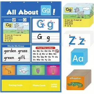 New Alphabet Learning Pocket Chart, Letter Study Sleeve Table Diagram, Visual Learning Tools, Educational Toy for Kids, Easy-To-Use Design