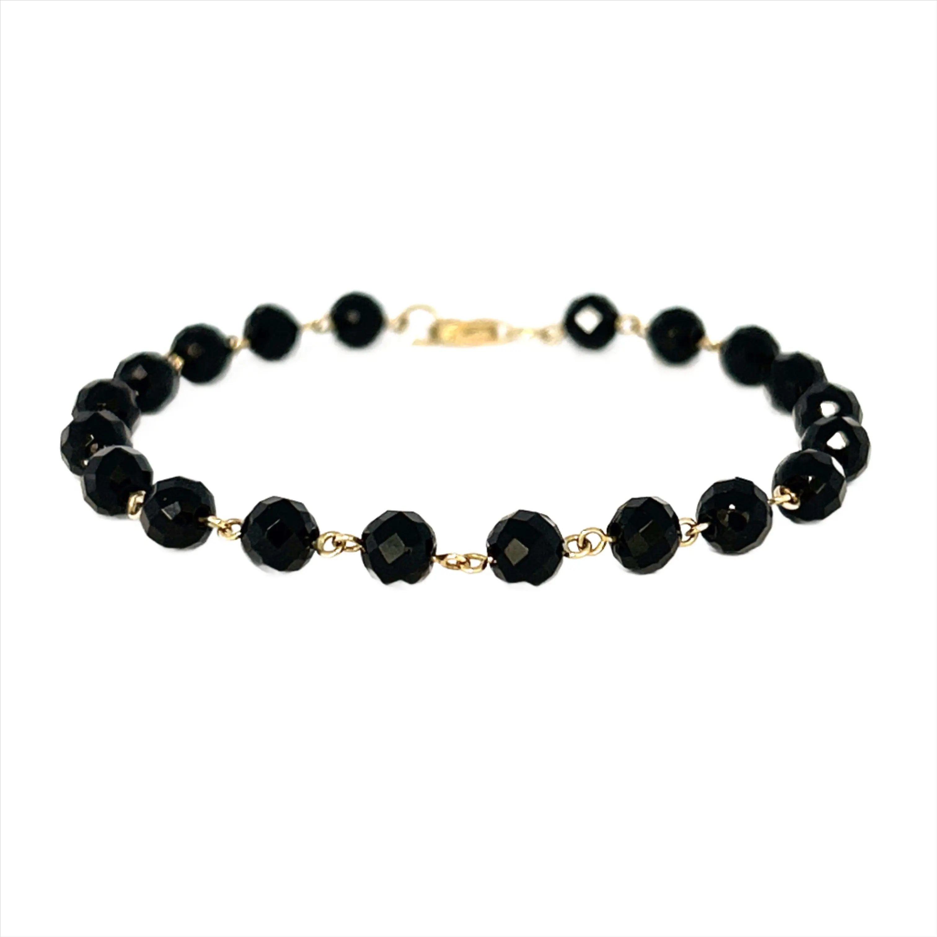 14K Gold Spaced Black Spinel Bracelet