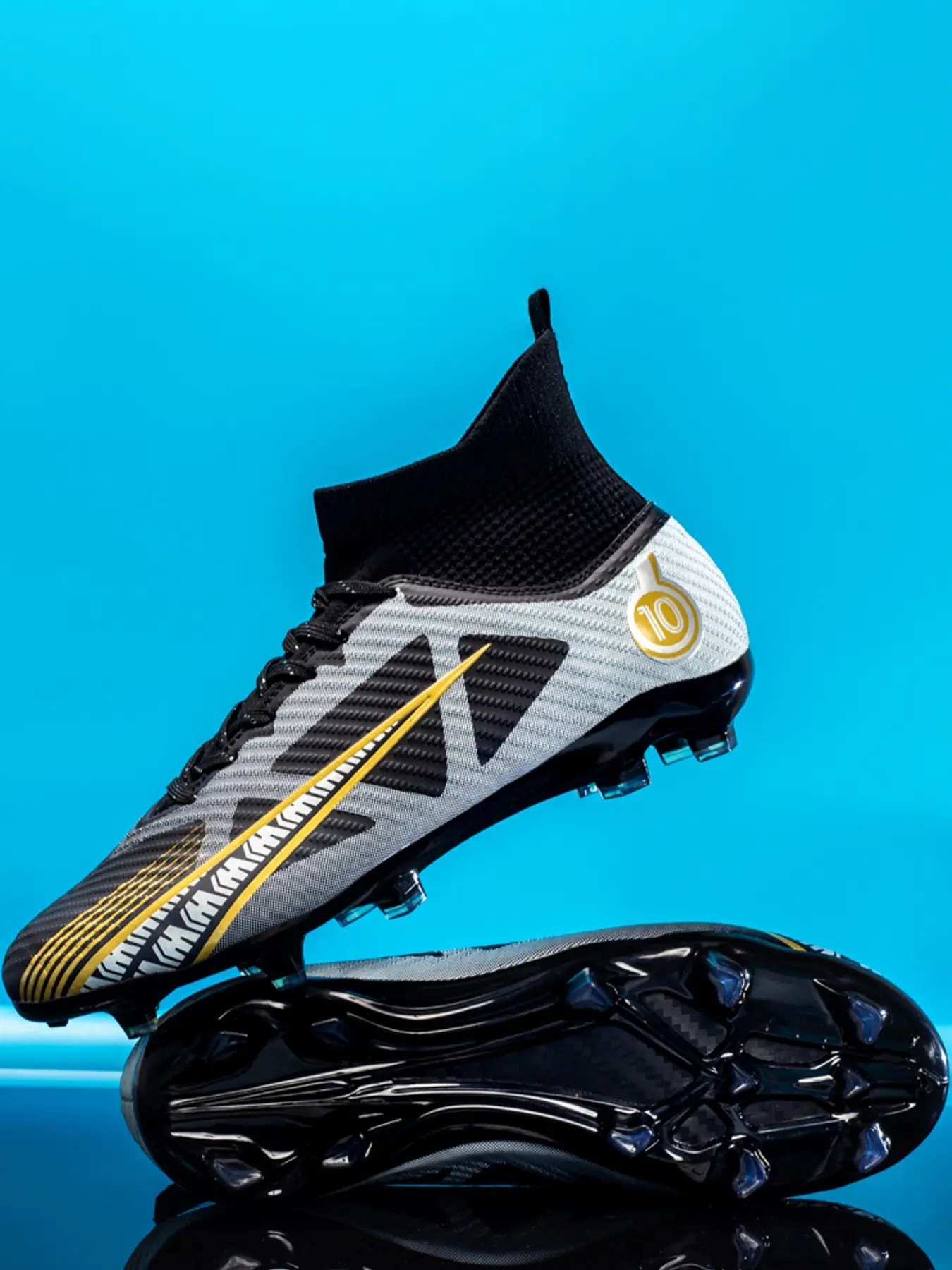 Men's Football Shoes, Adult Professional Cleats, Football Boot, Soccer Cleats, Sport, Camouflage Tpu Toe Protection, Suitable for Students and Young Adults
