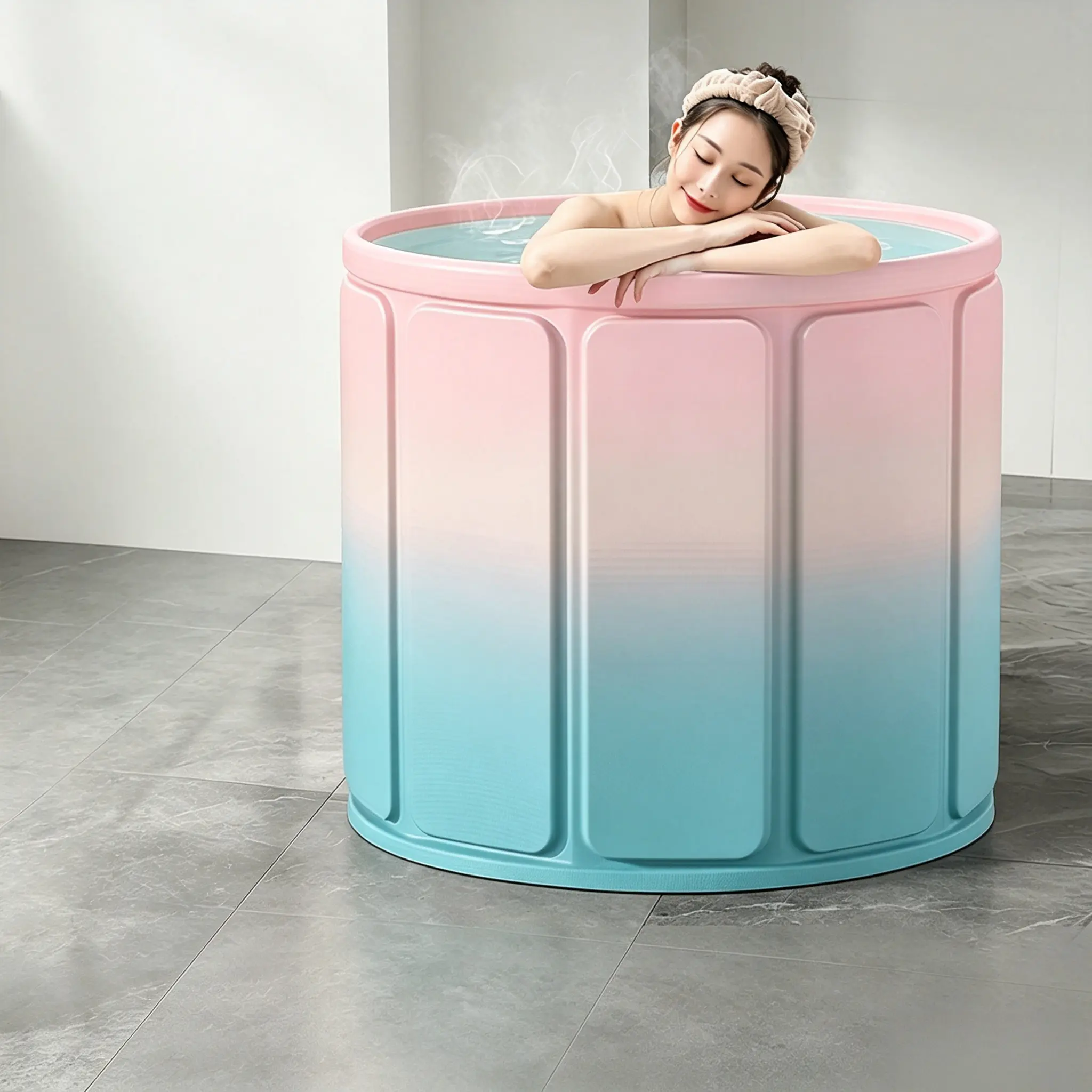 Portable Bathtub for Adults, Freestanding Bath Tub for Shower | Collapsible, Hot Ice Bath Tubs with Thickened Thermal Foam to Keep Temperature, PVC Outdoor Soaking Tub, Home SPA