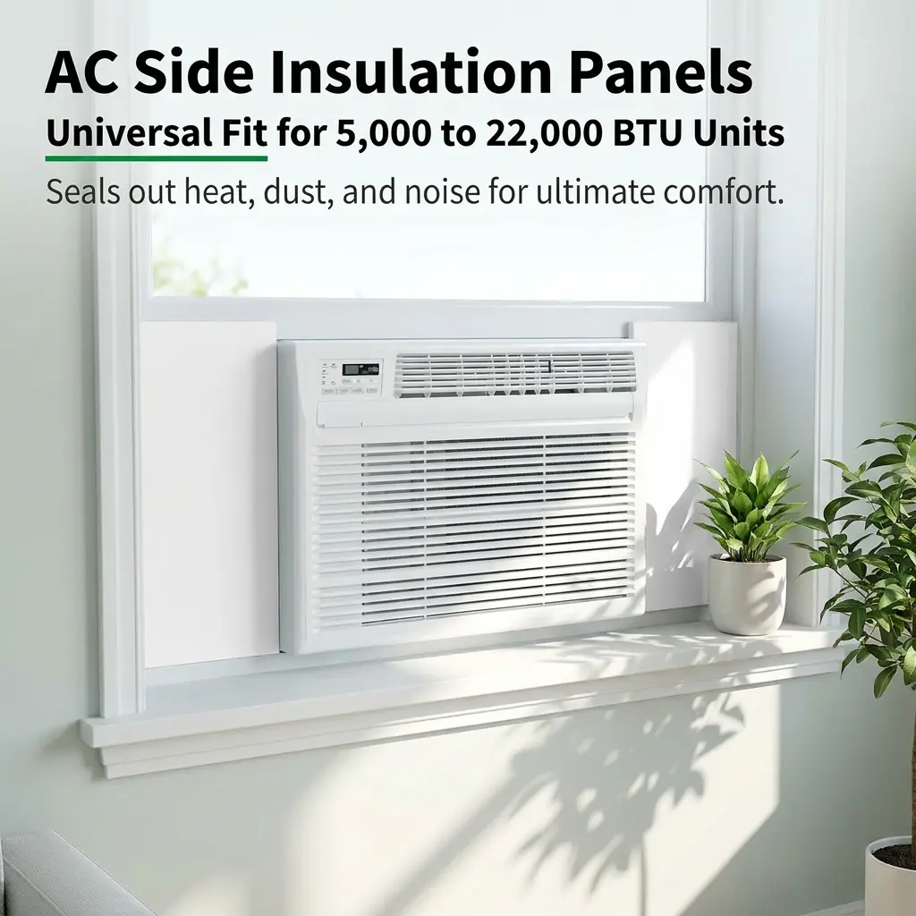 2Pcs EVA Window AC Insulation Panels 17"×10",All Season Heat&Draft Block Seal,Simple Install Window Air Conditioner Side Insulator