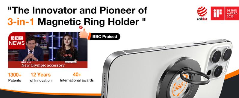 TORRAS Dual-Ring Grip Ring Holder Compatible with PopSockets MagSafe Kickstand Magnetic Easy Holding for iPhone 16/15/14/13/12/11 Pro Max, Samsung, Google