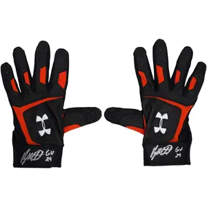 Ryan Mountcastle Baltimore Orioles Autographed Game-Used Black Orange Under Armour Batting Gloves from the 2024 MLB Season with "Game Used" Inscription - RG13314323-24 - Fanatics Authentic Certified