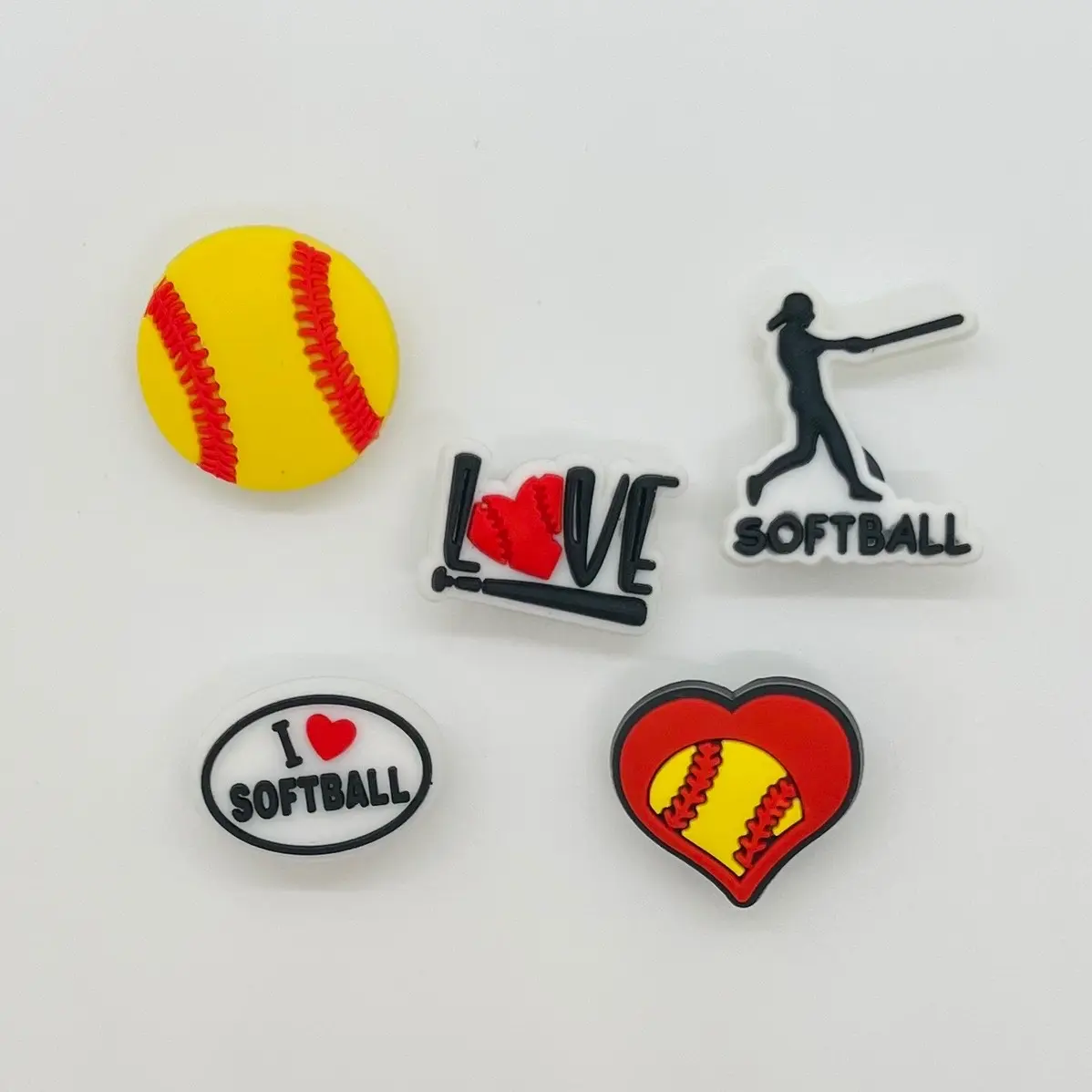 Softball croc charms, softball charms set, softball shoe charms set, softball shoe pins for croc shoes