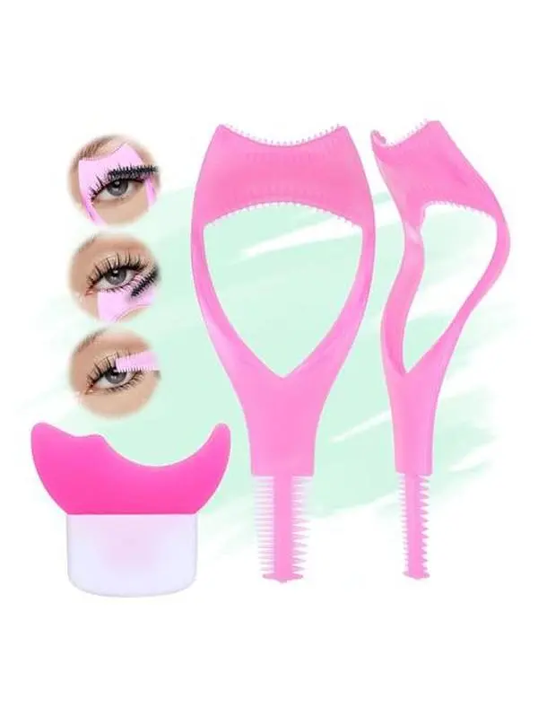 3 in 1 Mascara Shield 2Pcs Lash Tools Mascara Shield Applicator Guard Lash Buddy Silicone Eyeliner Stencils Beginners Friendly Makup Tool