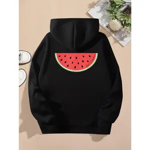 Free Palestine Watermelon Hoodie for Women - Long Sleeve Hooded with Subtle Gaza Human Rights Print - Cute Streetwear Fashion Hoodie for Ladies
