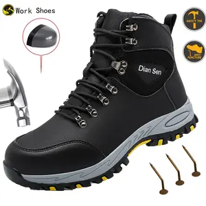 Unbreakable Men's Work Boots Outdoor Warehouse Industrial Protective Shoes Construction Labor Safety Footwear Steel Toe Anti-smash Puncture-proof Safety Comfort Shoes Daily Wear Sneakers