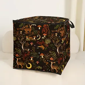 Cute Plant Print Blanket Storage Bag, Durable Material, Easy Carry Handle, Perfect for Home Use, Stores Blankets and Toys