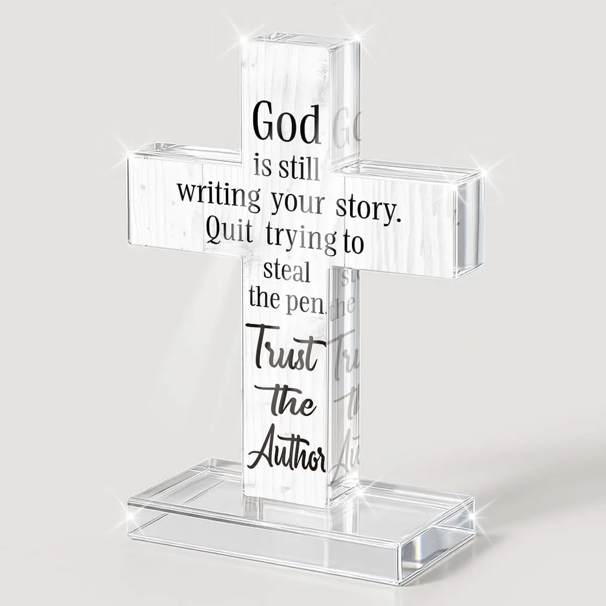 PVOPVO Inspirational Christian Religious Cross Decor Gifts Spiritual Baptism Gifts for Women Men Bible Verse Decor for Home Prayer Room Office Shelf God Is Still Writing Your Story Crosses