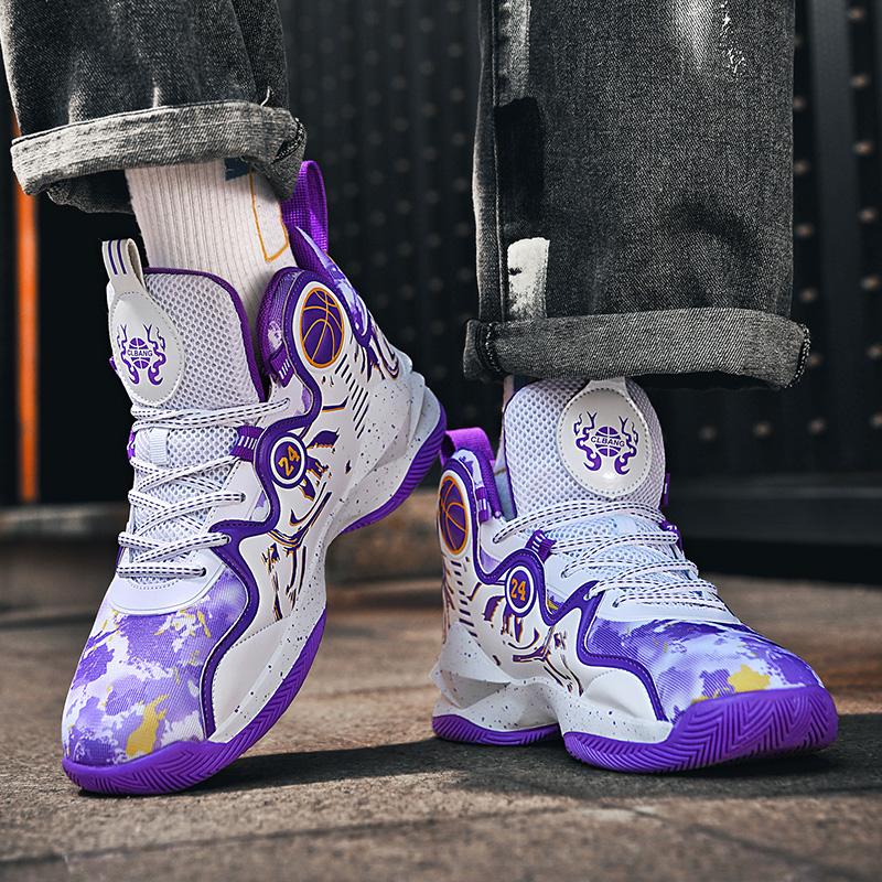 Men's official genuine basketball shoes, high-top sports shoes for spring and summer, suitable for students, wear-resistant, anti-slip, shock-absorbing, breathable basketball shoes.