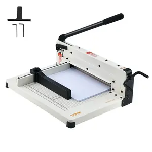 【fathersdaygift】VEVOR Heavy Duty Paper Cutter, 12" Industrial Commercial Guillotine Paper Cutter for A4 Paper, 400 Sheet Capacity, Solid Steel Construction, Stack Paper Trimmer for Office Home School Shop, White