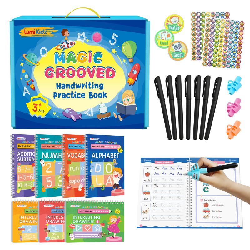 2025 New 7 Magic Grooved Writing Practice Books, Reusable paper ...