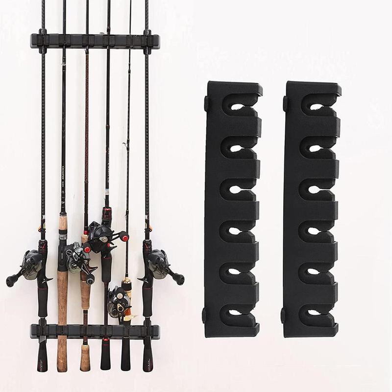 Horizontal Fly Rod Rack Vertical/Horizontal Fishing Rod Storage Rack, 6 Fishing Rod Holder ...