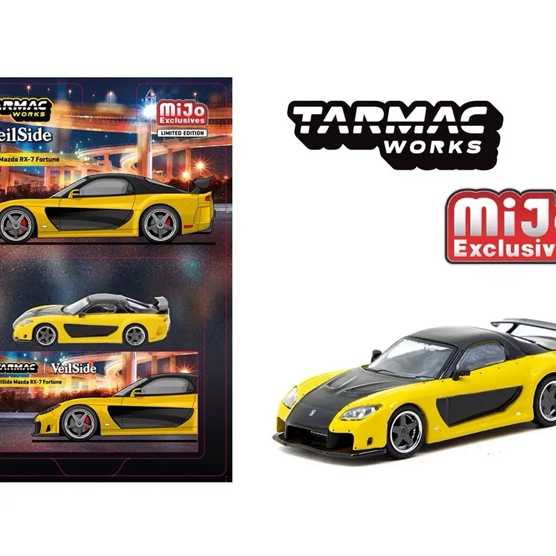 New 1:64 Scale Tarmac Works Veilside Mazda RX-7 Fortune7 Diecast Collectible - Miniature Model Car for Display, Collectible Model Cars Toy