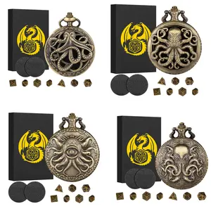 Steampunk Octopus Design Dice Set, 1 Set Vintage Design Dice with Gift Box, Unique Dice Game Tool for Dungeons & Dragons