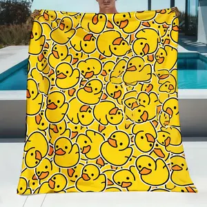 1pc JOOCAR Cute Yellow Duck Flannel Blanket - Soft Bedspread with Duck Pattern, - Cozy Bed Covering Suitable for Boys, Girls, Sister & Brother Birthday Gift, Machine Washable for, Bed, Sofa, Car & Travel