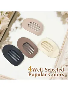 4-Pack Flat Hair Clips - No-Crease Acrylic Barrettes for Women & Girls. Strong Hold, Matte Claw Clips for Thick & Thin Hair, Trendy Hair Accessories for Work, Party & Travel