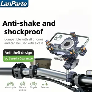 LanParte Motorcycle Phone Mount bike Phone Holder Mount Secure Handlebar Mount for 6.1-7.2" Smartphones Anti-Vibration 360-Degree Rotation Weather-Resistant BlackMilitary-grade shockproof and vibration-resistant design with anti-theft functionality,