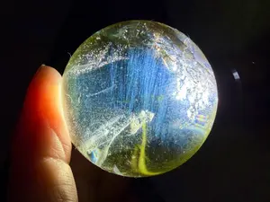 High-Quality Natural Crystal Decoration Critics with Blue Needle Spheres, Enhanced Clarity Due to Increased Internal Needles