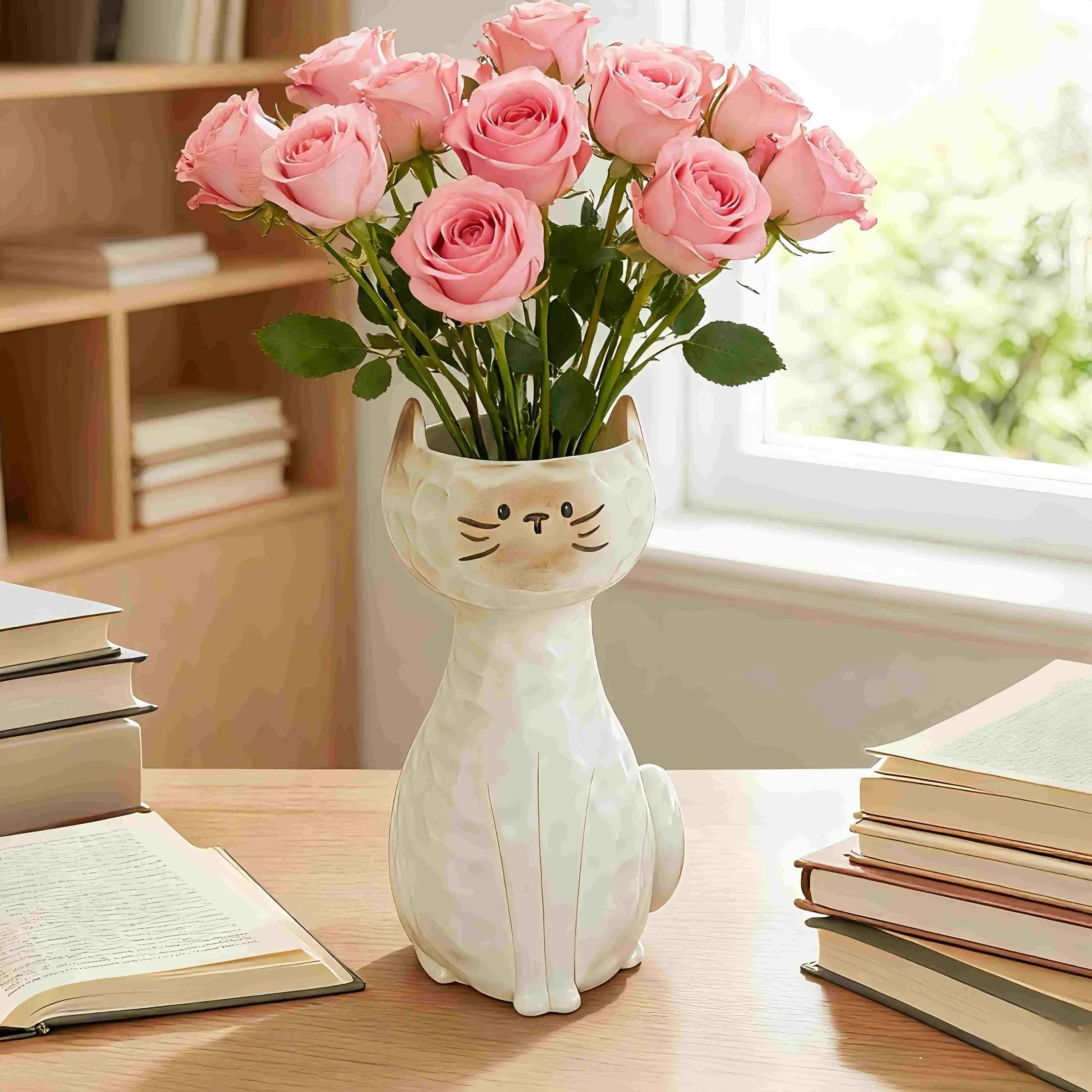 Cute Cat Vase Resin Decoration, Home Decorative Vase, Decorative Vases For Home Decor, Flower Arrangement Vase, Expressive Design for Plant Lovers, Perfect Gift for Cat Owners and New Home Wishes