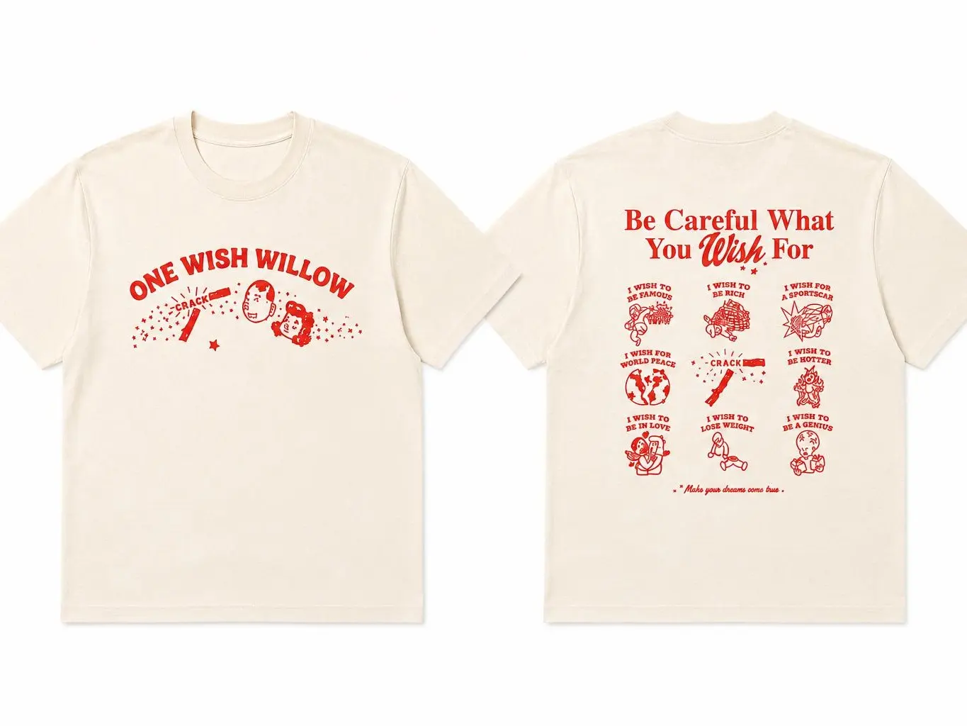[2-Sided] Y2K One Wish Willow Box T-Shirt, Horror Movie Graphic Tee Obsession Top Casual Everyday