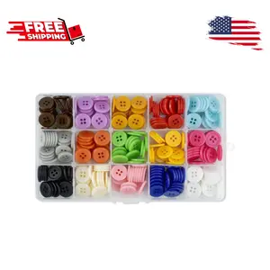 300 Pack Colorful Buttons for Craft DIY 15 Assorted Colors Resin Round Buttons (15mm)