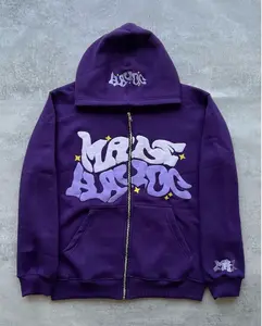 Y2K Letter Printed Harajuku Zip Up Hooded Sweatshirt Oversized Jackets Streetwear Unisex