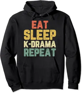 Eat Sleep KDrama Funny Korean Drama Cool K-Drama Gift Retro Pullover Hoodie - Laronstu Shop 52B07RCS4VLS